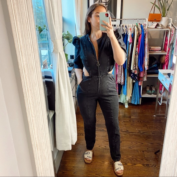 Retrofete Pants - Retrofête Kiara Black Denim Jumpsuit